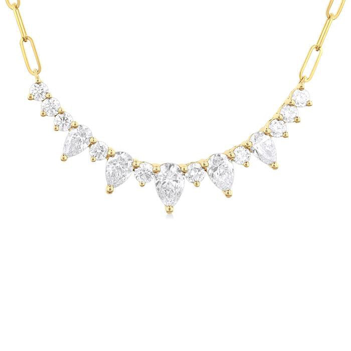 Paperclip Graduated Diamond Smile Necklace