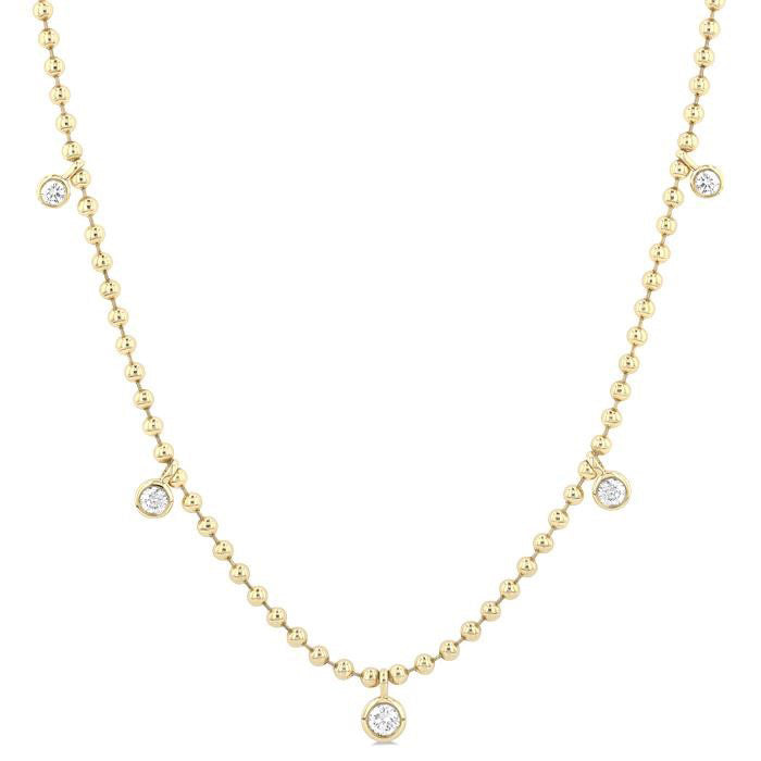 Round Station Ball Diamond Chain Necklace