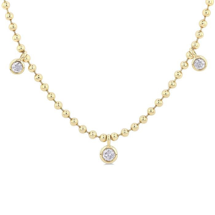 Round Station Ball Diamond Chain Necklace