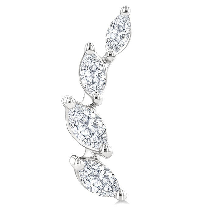1/2 Ctw Marquise Cut Diamond Leaf Vine Fashion Stud Earrings in 14K White Gold