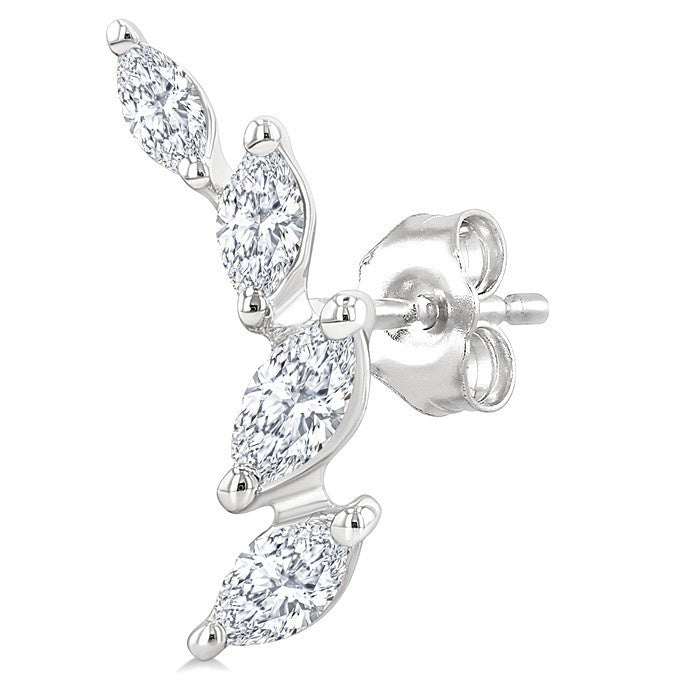 1/2 Ctw Marquise Cut Diamond Leaf Vine Fashion Stud Earrings in 14K White Gold