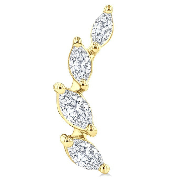 1/2 Ctw Marquise Cut Diamond Leaf Vine Fashion Stud Earrings in 14K Yellow Gold