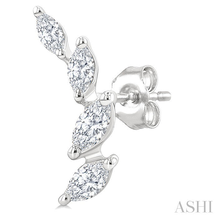 1/2 Ctw Marquise Cut Diamond Leaf Vine Fashion Stud Earrings in 14K White Gold