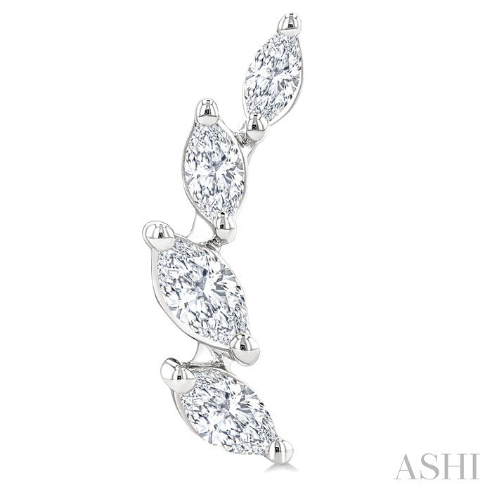 1/2 Ctw Marquise Cut Diamond Leaf Vine Fashion Stud Earrings in 14K White Gold