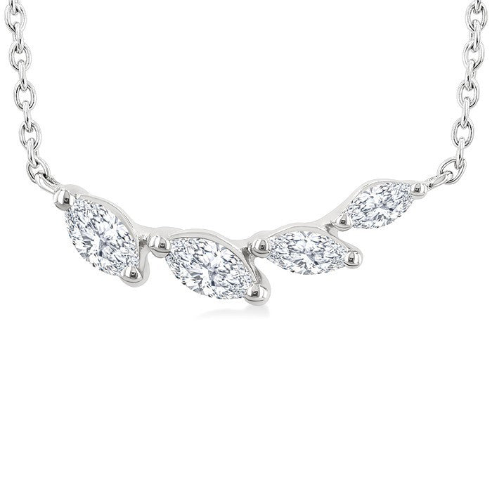 1/4 Ctw Graduated Marquise Cut Diamond Fashion Necklace in 14K White Gold