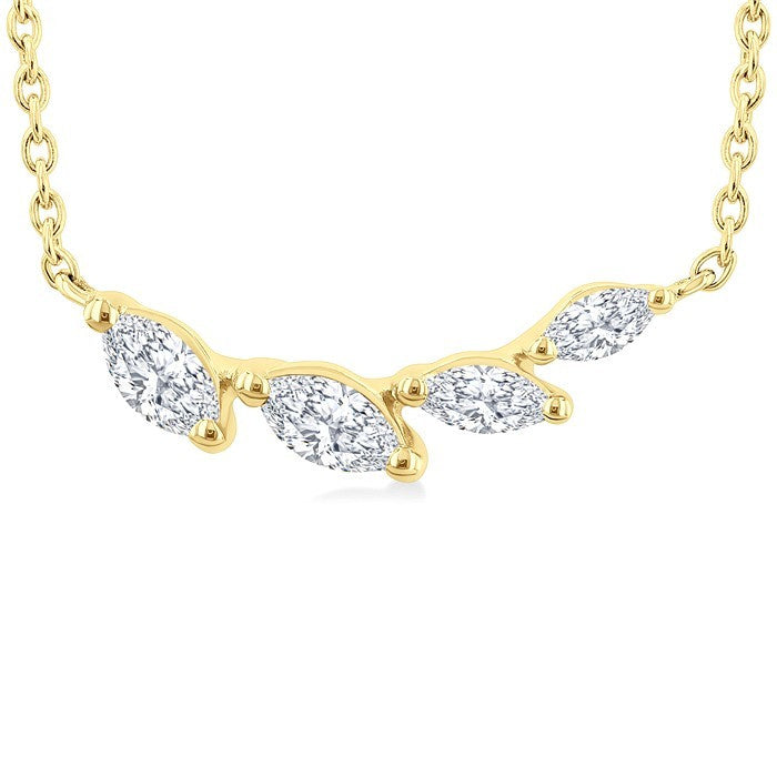 1/4 Ctw Graduated Marquise Cut Diamond Fashion Necklace in 14K Yellow Gold