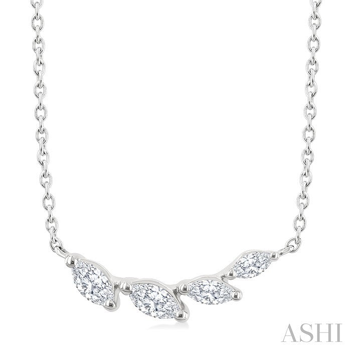 1/4 Ctw Graduated Marquise Cut Diamond Fashion Necklace in 14K White Gold