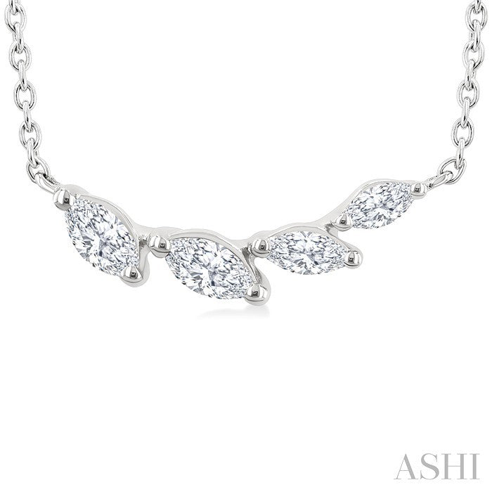 1/4 Ctw Graduated Marquise Cut Diamond Fashion Necklace in 14K White Gold