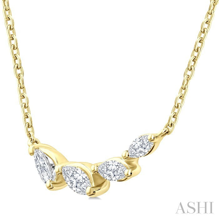 1/4 Ctw Graduated Marquise Cut Diamond Fashion Necklace in 14K Yellow Gold