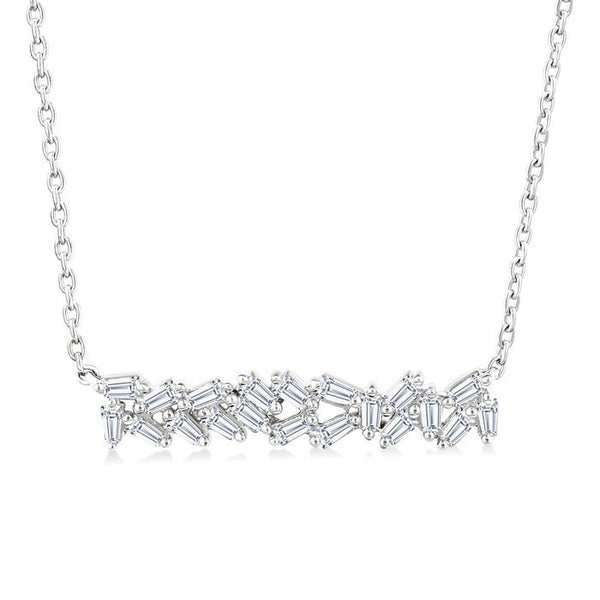 1/5 Ctw Scatter Baguette Cut Diamond Fashion Necklace in 14K White Gold