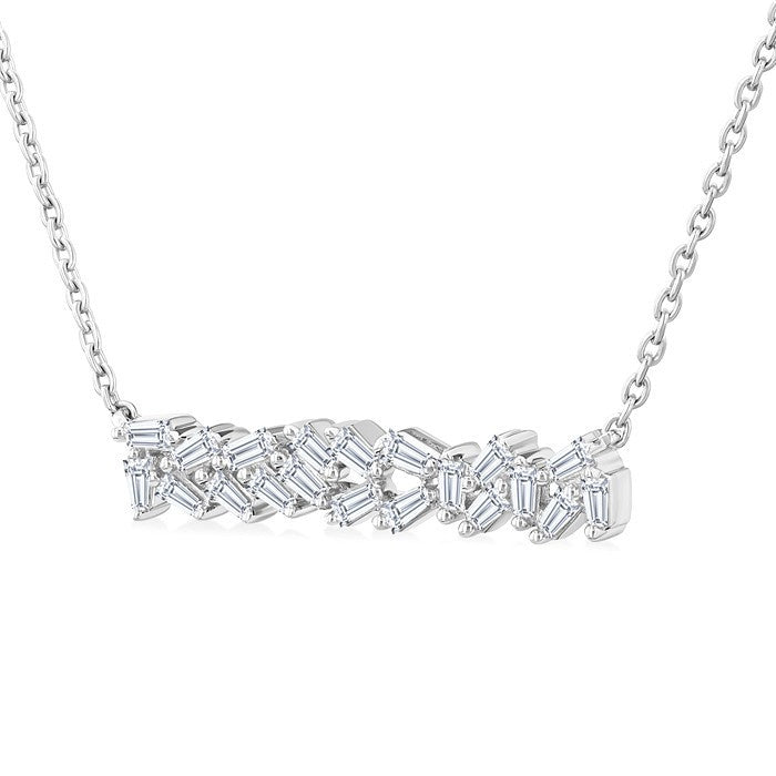 1/5 Ctw Scatter Baguette Cut Diamond Fashion Necklace in 14K White Gold
