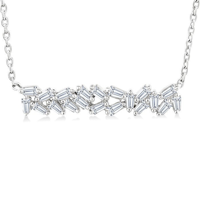 1/5 Ctw Scatter Baguette Cut Diamond Fashion Necklace in 14K White Gold