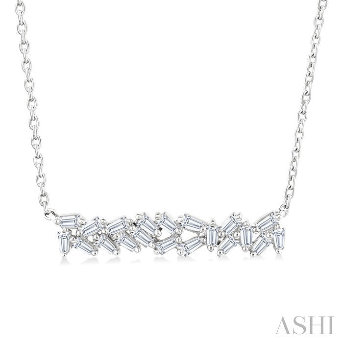 1/5 Ctw Scatter Baguette Cut Diamond Fashion Necklace in 14K White Gold