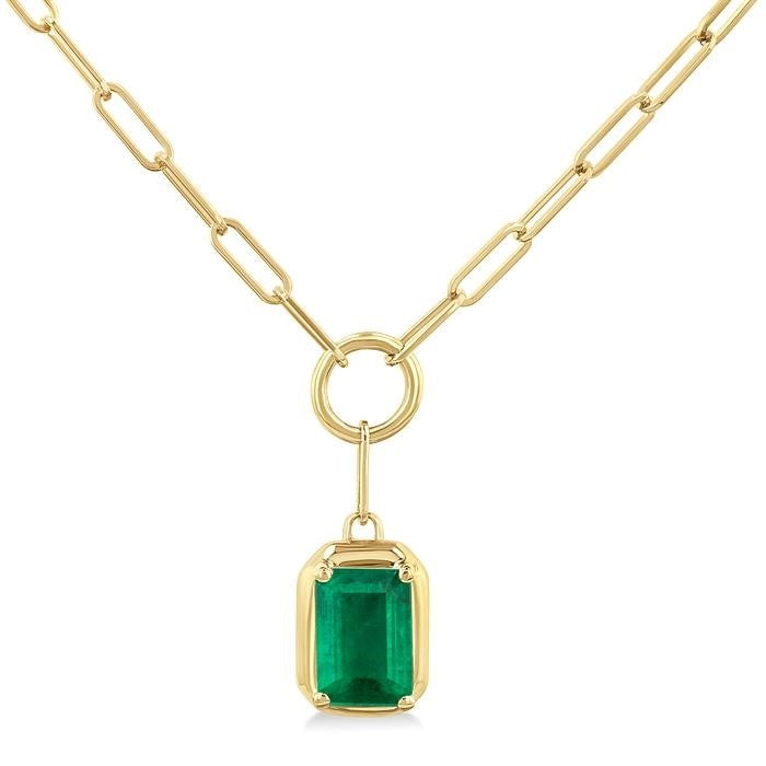 Ember Emerald Shape Paperclip Gemstone Pendant