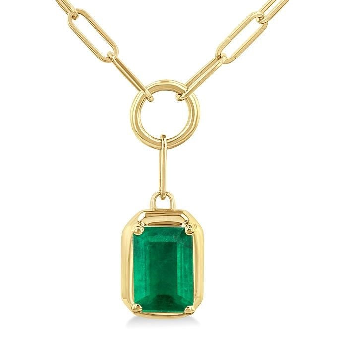 Ember Emerald Shape Paperclip Gemstone Pendant
