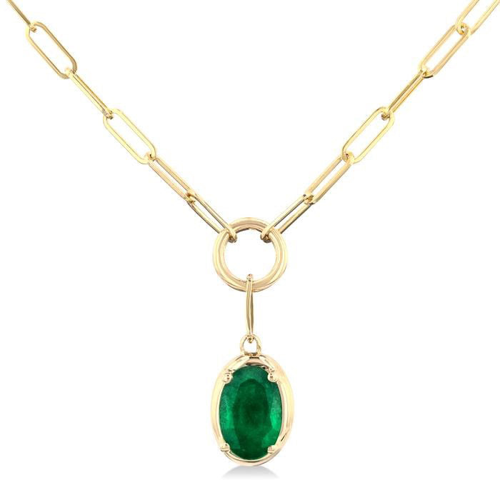 Oval Shape Paperclip Gemstone Pendant