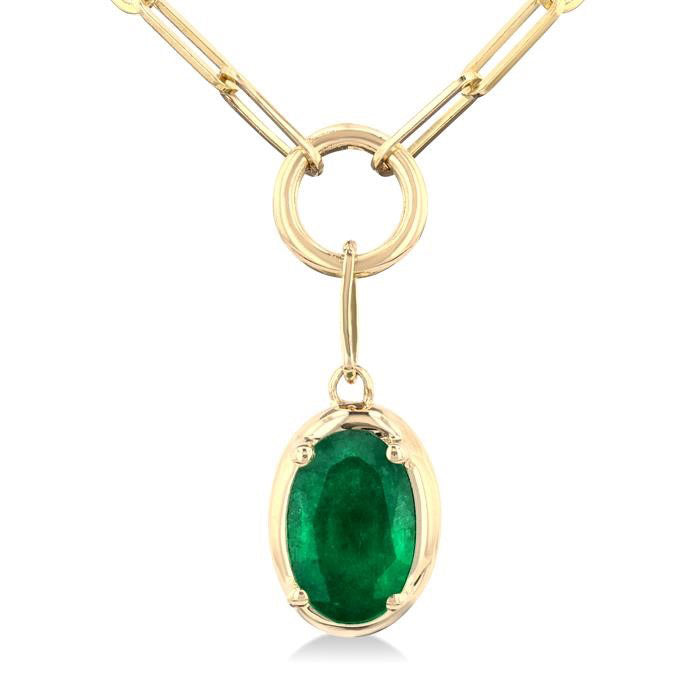 Oval Shape Paperclip Gemstone Pendant