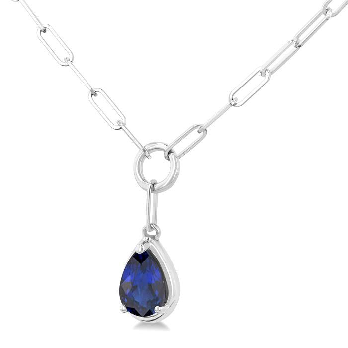 Vale Pear Shape Paperclip Gemstone Pendant