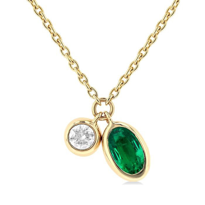 Zephyr Oval Shape Bezel Set Gemstone & Diamond Pendant