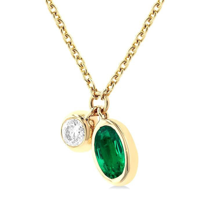 Zephyr Oval Shape Bezel Set Gemstone & Diamond Pendant