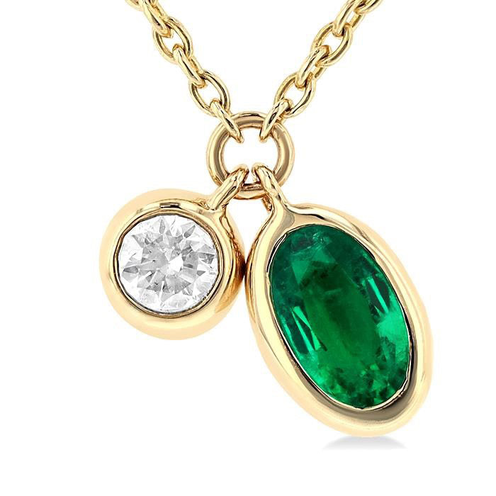 Zephyr Oval Shape Bezel Set Gemstone & Diamond Pendant