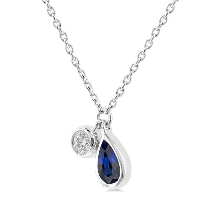 Raven Pear Shape Bezel Set Gemstone & Diamond Pendant