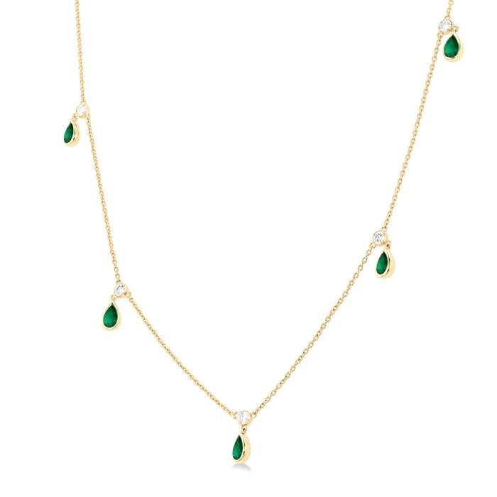 Zephyr Pear Shape Gemstone & Diamond Station Necklace