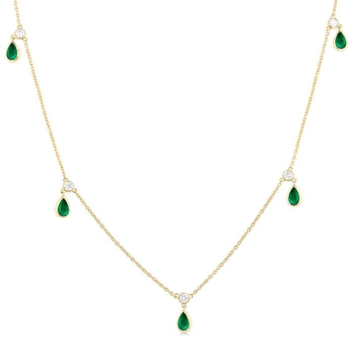 Zephyr Pear Shape Gemstone & Diamond Station Necklace