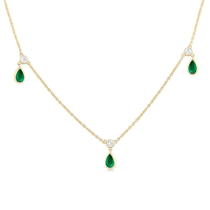 Zephyr Pear Shape Gemstone & Diamond Station Necklace
