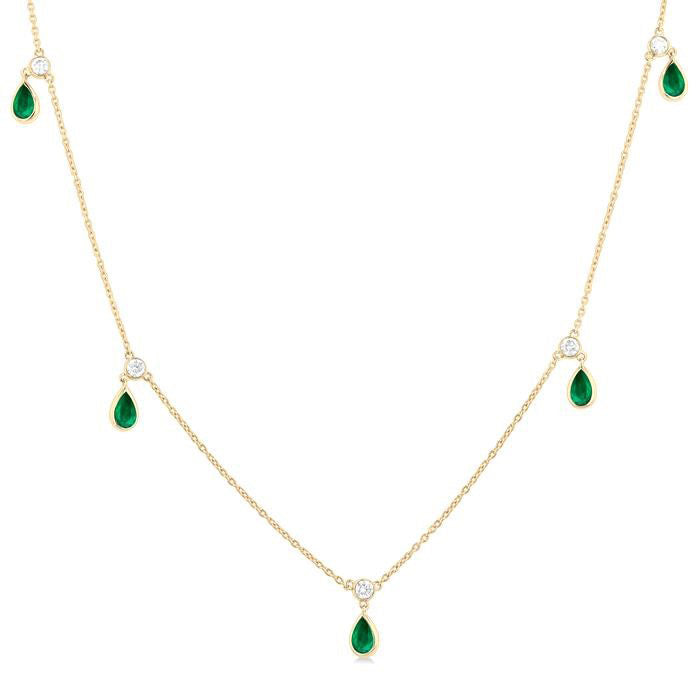 Zephyr Pear Shape Gemstone & Diamond Station Necklace