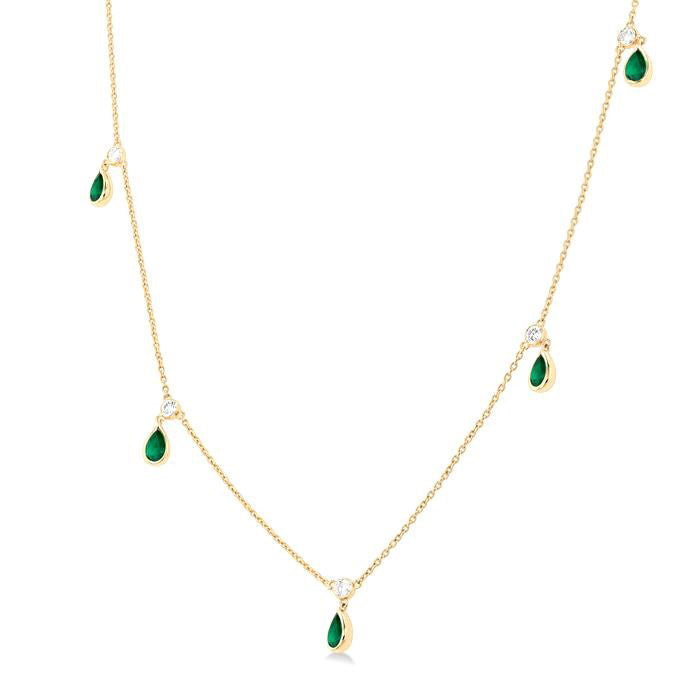 Zephyr Pear Shape Gemstone & Diamond Station Necklace