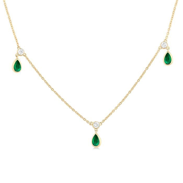 Zephyr Pear Shape Gemstone & Diamond Station Necklace