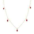 Emerald Shape Gemstone & Diamond Station Necklace