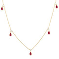 Clover Pear Shape Gemstone & Diamond Station Necklace