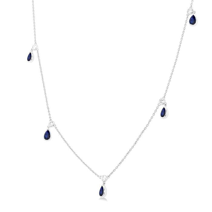 Vale Pear Shape Gemstone & Diamond Station Necklace