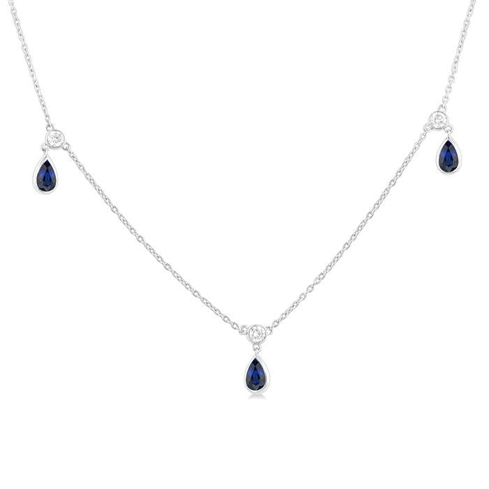 Vale Pear Shape Gemstone & Diamond Station Necklace