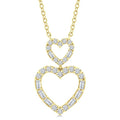 1/3 Ctw Twin Heart Fusion Baguette and Round Cut Diamond Pendant With Chain in 10K Yellow Gold