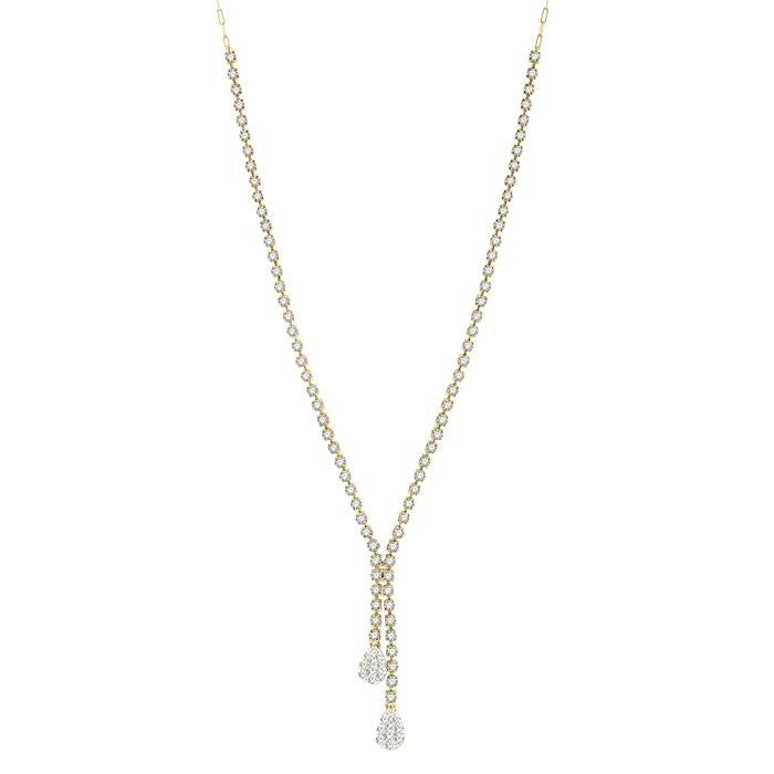 2 5/8 Ctw Shine Bright Pear Shape Round Cut Diamond Fashion 'Y' Necklace in 14K Yellow & White Gold