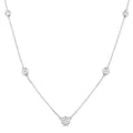 1 Ctw Bezel Set Round Cut Diamond Station Necklace in 14K White Gold