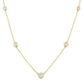 1 Ctw Bezel Set Round Cut Diamond Station Necklace in 14K Yellow Gold