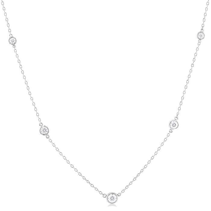 Galatea Ophelia Bezel Set Graduated Diamond Station Necklace