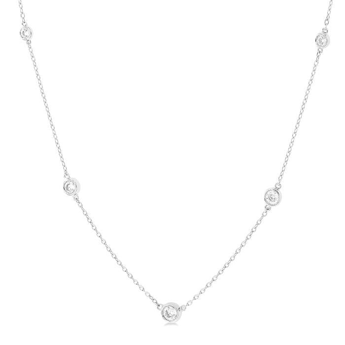 Galatea Ophelia Bezel Set Graduated Diamond Station Necklace
