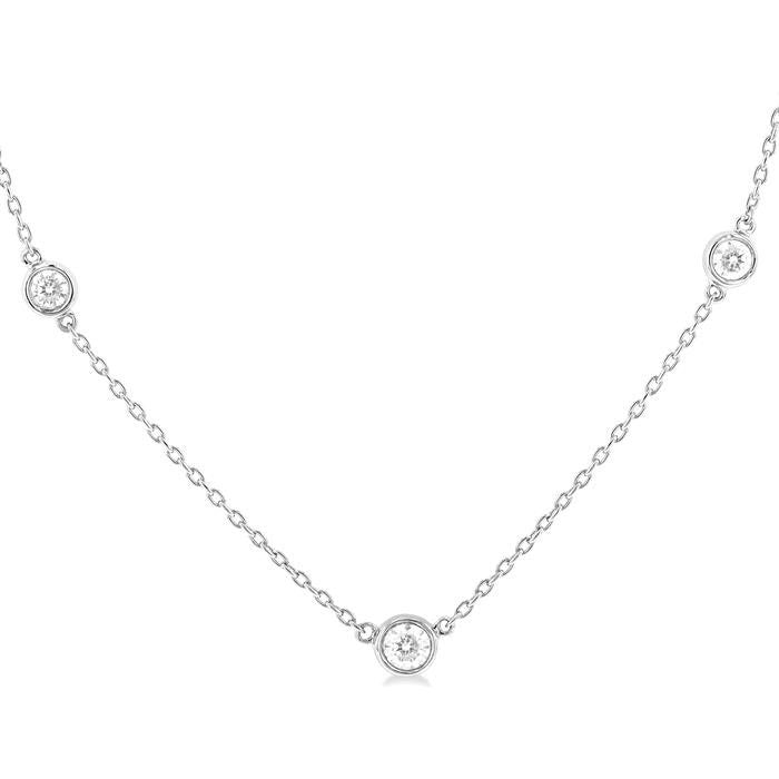 Galatea Ophelia Bezel Set Graduated Diamond Station Necklace
