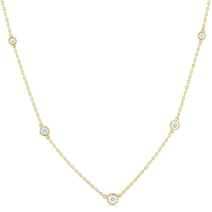 Lilith Marigold Bezel Set Graduated Diamond Station Necklace