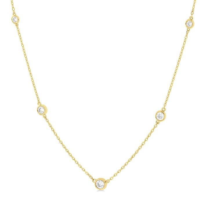 Lilith Marigold Bezel Set Graduated Diamond Station Necklace