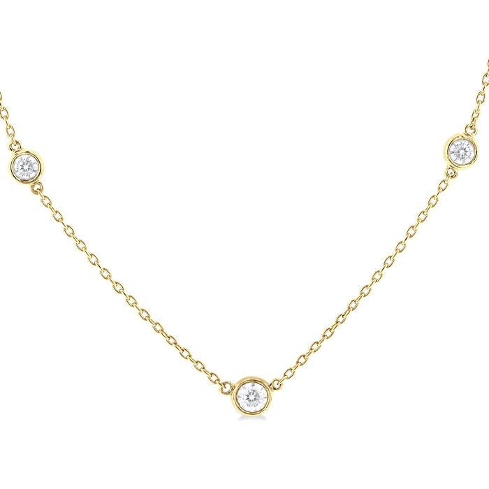 Lilith Marigold Bezel Set Graduated Diamond Station Necklace