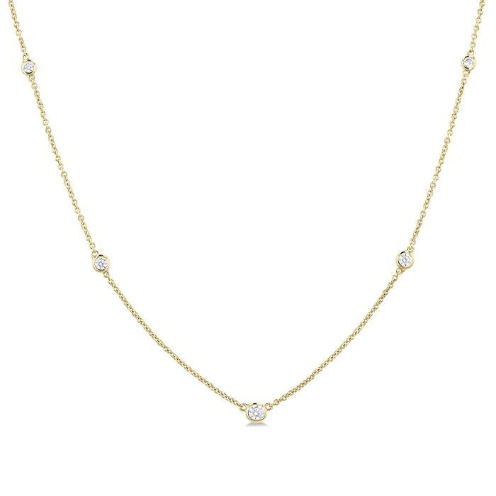 Indigo Zaira Bezel Set Graduated Diamond Station Necklace