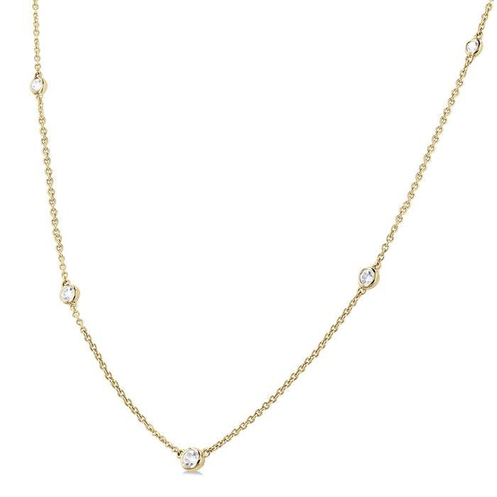 Indigo Zaira Bezel Set Graduated Diamond Station Necklace