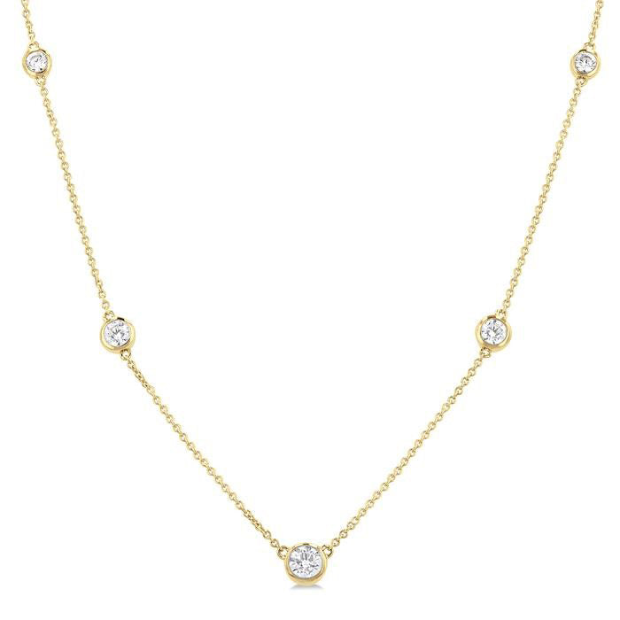 Sonata Finesse Bezel Set Graduated Diamond Station Necklace