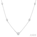 3/4 Ctw Bezel Set Round Cut Diamond Station Necklace in 14K White Gold